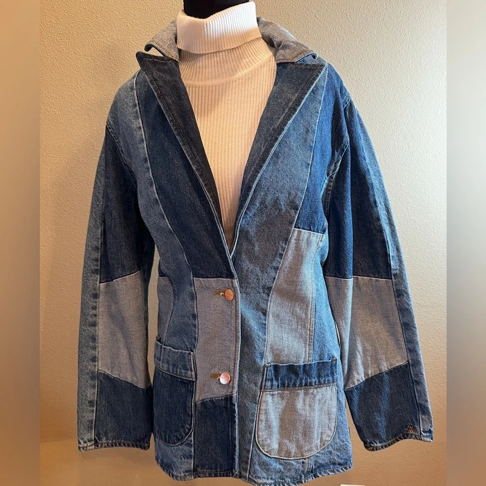 Wrangler x Lainey W Patchwork Denim Blazer Jacket • Rare Collab • Size Large - Picture 6 of 15